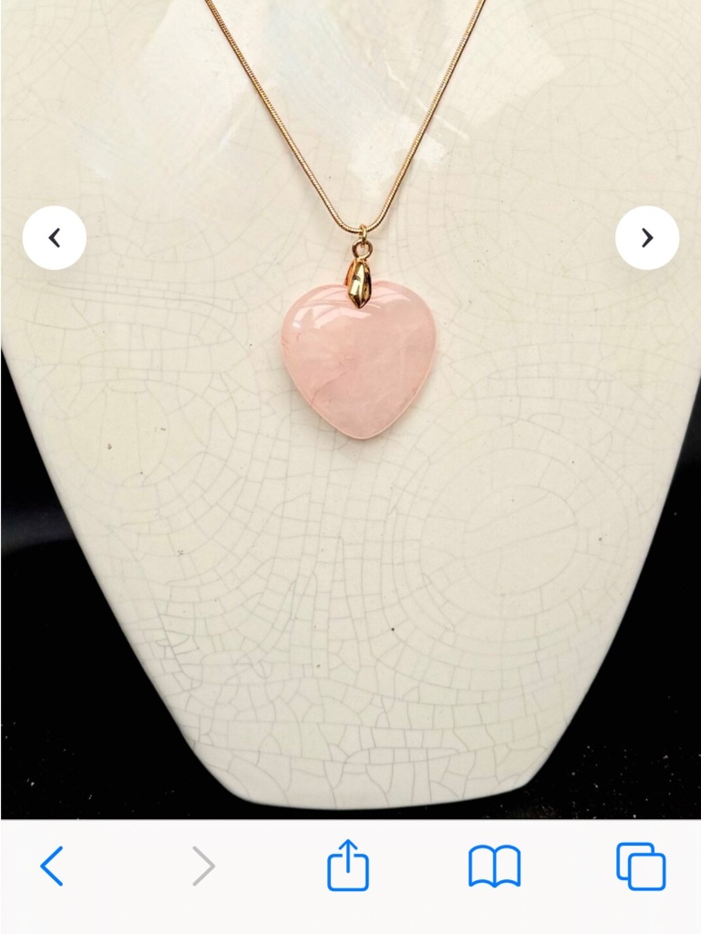 Rose Quartz Heart Pendant Necklace - Pink Gold Accent Park Lane